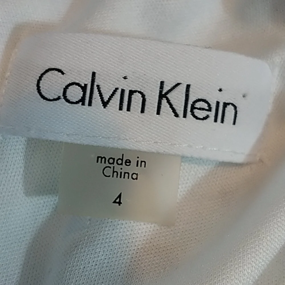Calvin Klein Sleeveless Trapeze Dress Blue Palm Print Sz 4 - Picture 12 of 15